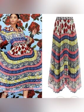 Alice + Olivia Pleated Katz Maxi Skirt